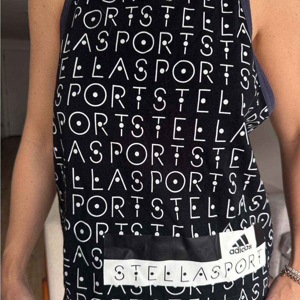 Adidas StellaSport Black and White Graphic Tank